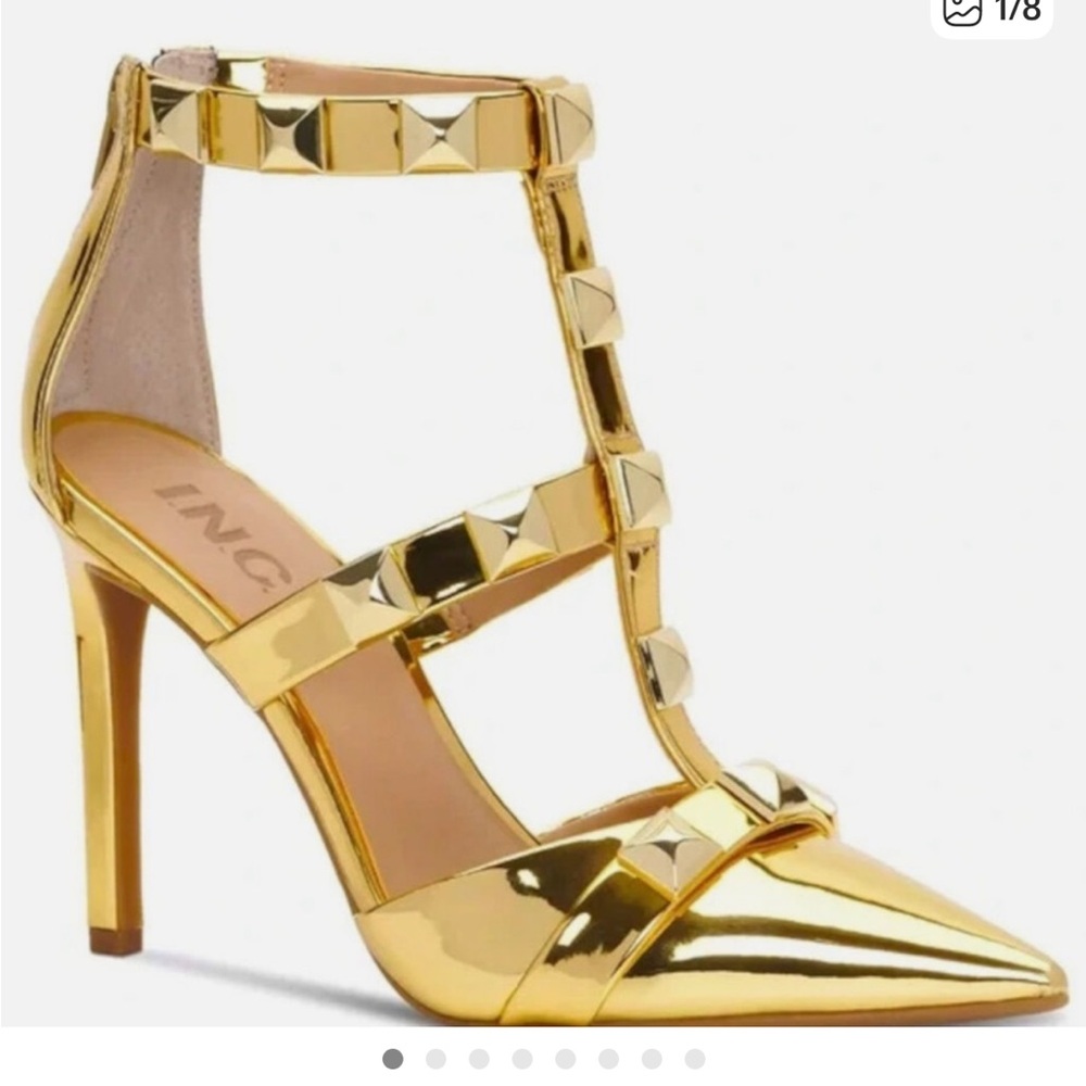 INC International Concepts Metallic Gold Studded Heels